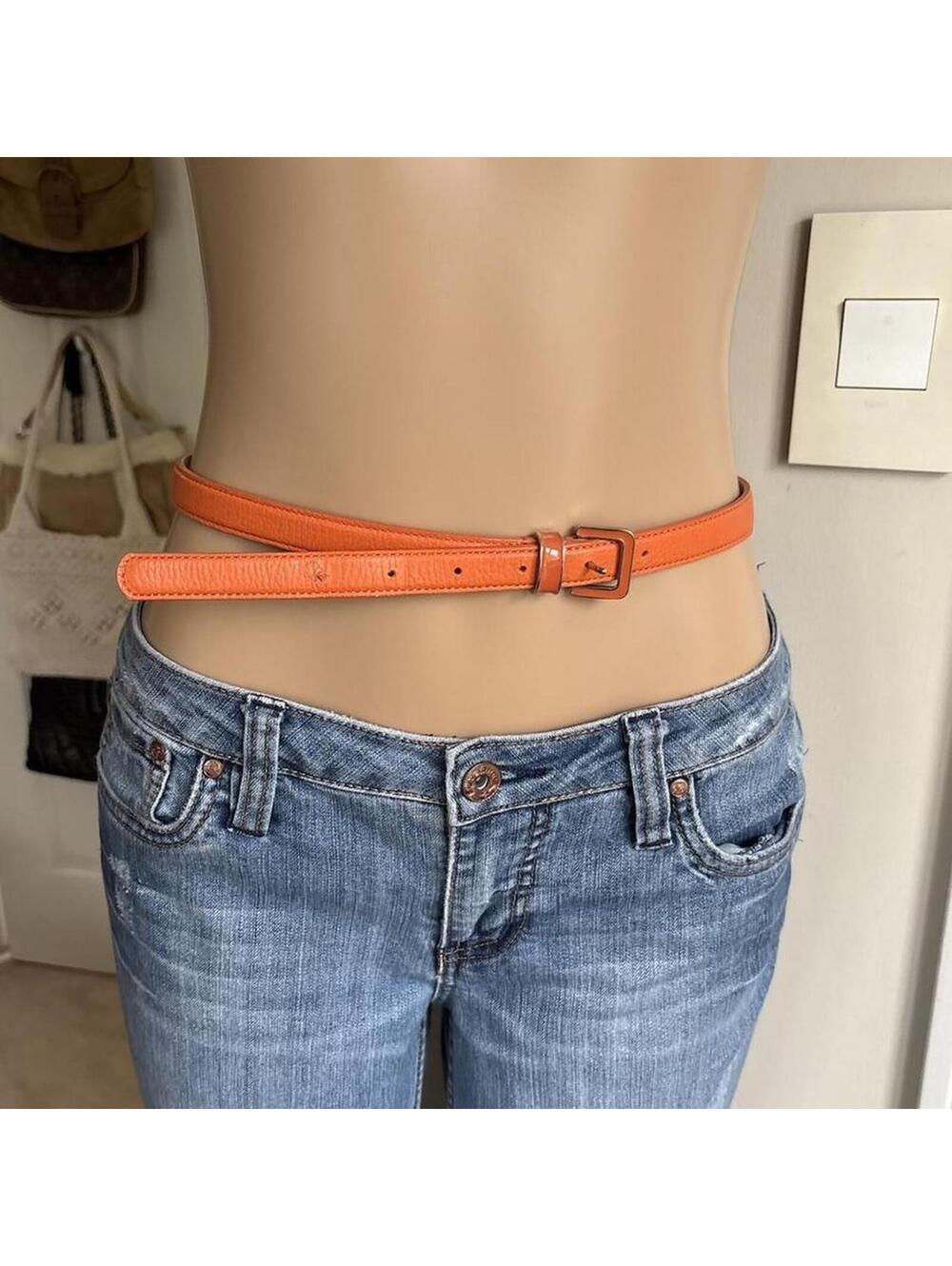 y2k 2000s Talbots orange skinny leather belt